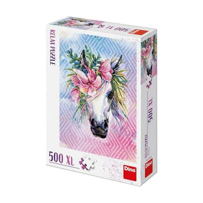 puzzel unicorn met bloemen 500xl stukjes