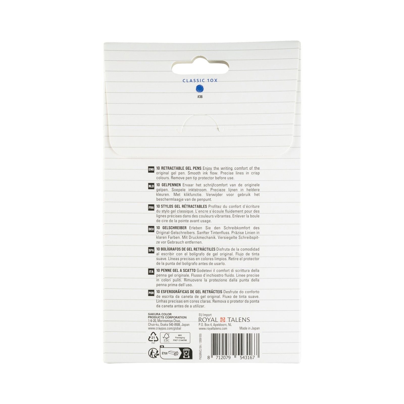 Sakura • gelly roll retractable classic set blue 10pcs