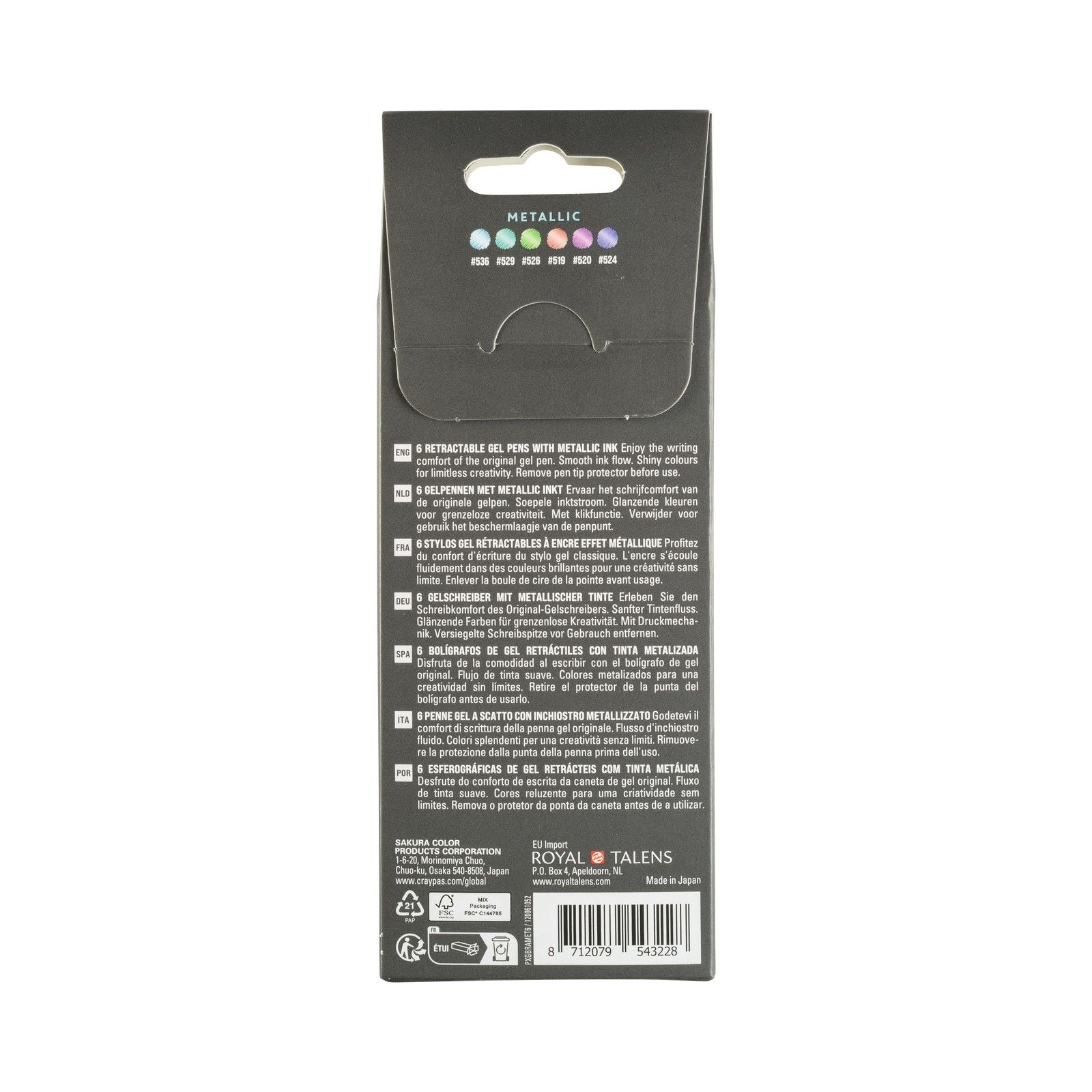 Sakura • gelly roll retractable metallic set 6pcs