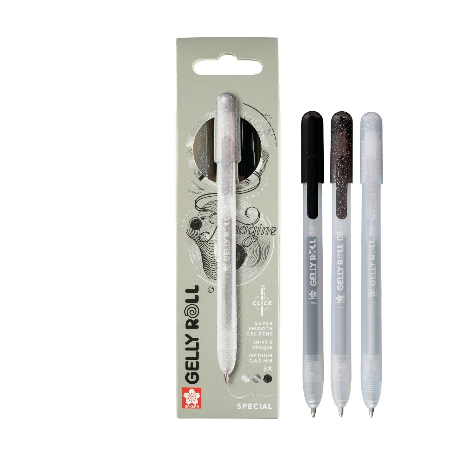 Sakura • gelly roll retractable special mix set black silver 3pcs