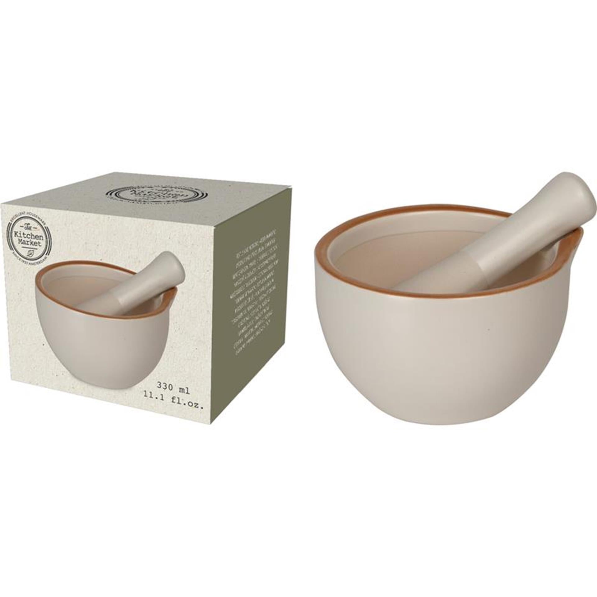 Excellent houseware vijzel en mortel aardewerk ø12,7cm