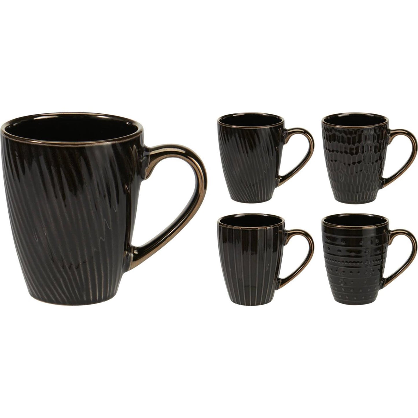 Excellent houseware beker aardewerk 370ml zwart doos a 8 stuks