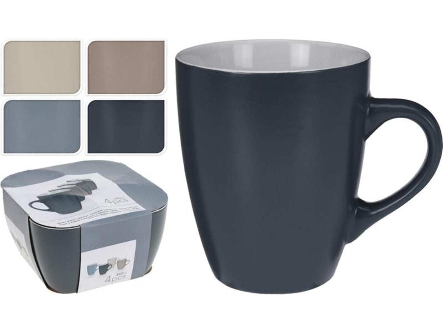 Excellent houseware beker aardewerk 340 ml set 4 stuks