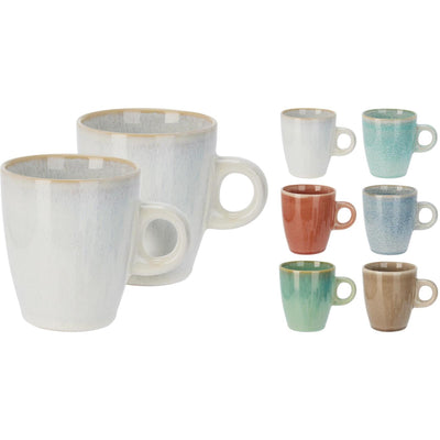 Excellent houseware beker aardewerk 220ml set a 2 stuks, assorti