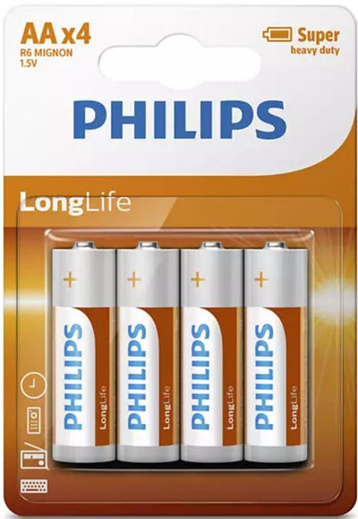 Philips batterijen longlife aa r6 doos a 12 blisters van 4 stuks
