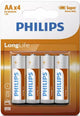 Philips batterijen longlife aa r6 doos a 12 blisters van 4 stuks