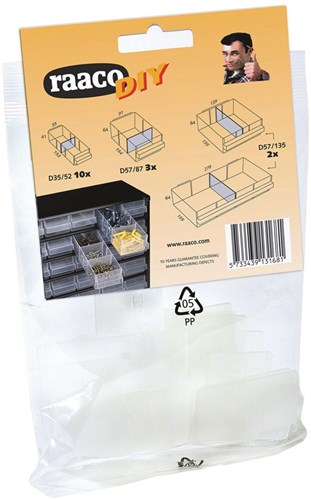Raaco tussenschotjes diy, mix van 15 in verpakking - 131681 - 131681