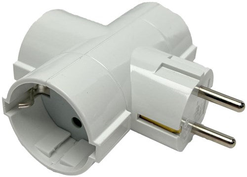 Enzo randaarde stekkeradapter 3-voudig t-model wit - 6175914