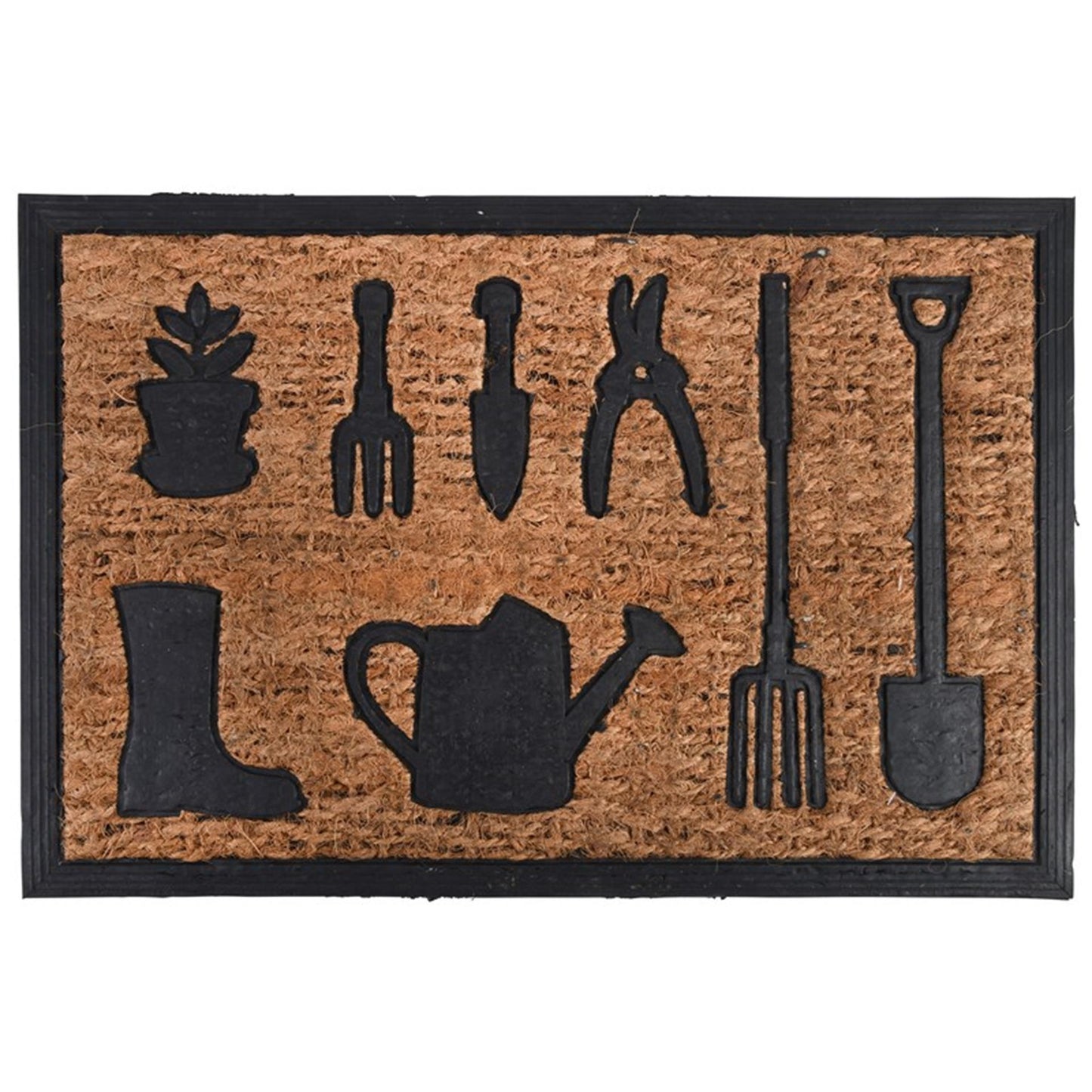 Esschert design deurmat rubber kokos tuingereedschap 61x40cm