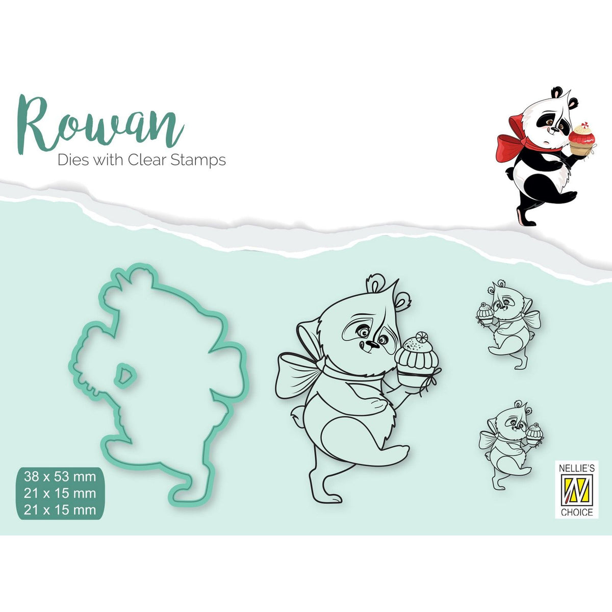 Nellie's choice • rowan cutting die clear stamp panda 4st.