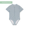 Resort stripe | groen gestreept meisjes uv badpak met korte mouwen