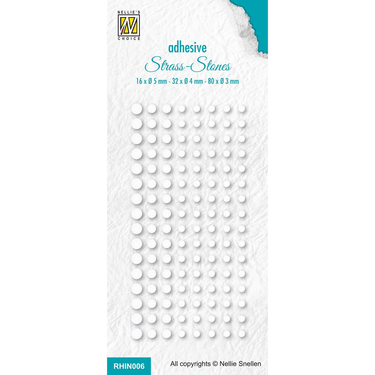 Nellie's choice • adhesive rhinestones set 6 white (kleurloos)