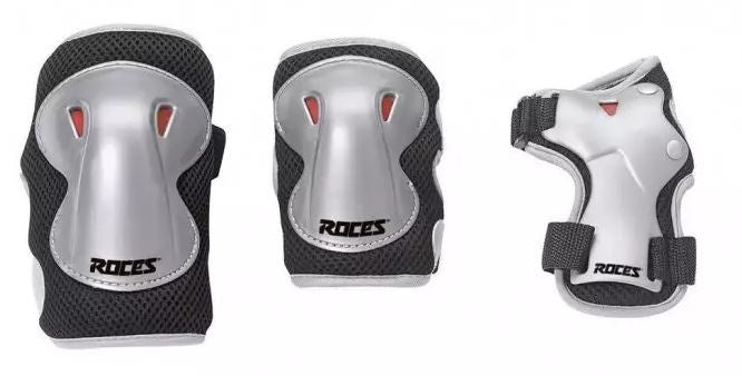 skatebeschermingsset Super junior zilver maat M 6-delig