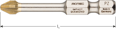 Rotec impact schroefbit pz 2 | l=50 | e6.3 | diamond | 2 stuks - 817.13022