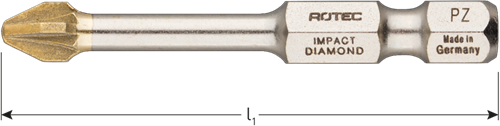Rotec impact schroefbit pz 2 | l=50 | e6.3 | diamond | 2 stuks - 817.13022