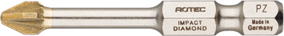 Rotec impact schroefbit pz 2 | l=50 | e6.3 | diamond | 2 stuks - 817.13022