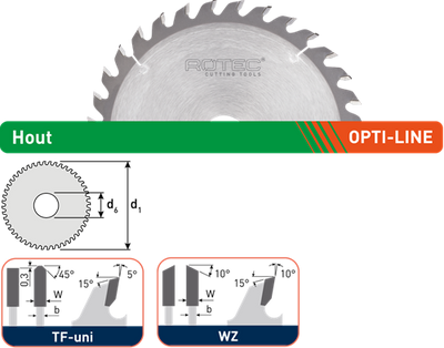 Rotec opti-line hm cirkelzaagblad voor handmachines | ø160x2,2x20 | z=48 | tf-uni - 553.0132