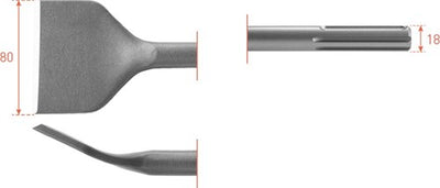 Rotec sds max spadebeitel gebogen 80x300mm