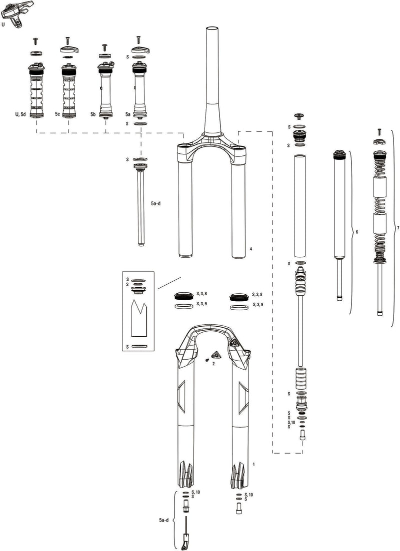 Rockshox verende voorvork 29 recon silver rl d1