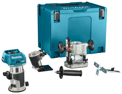 Makita rt001gz10 boven- en kantenfrees | 40 v max | zonder accu's en lader | incl. diverse voeten | in mbox - rt001gz10
