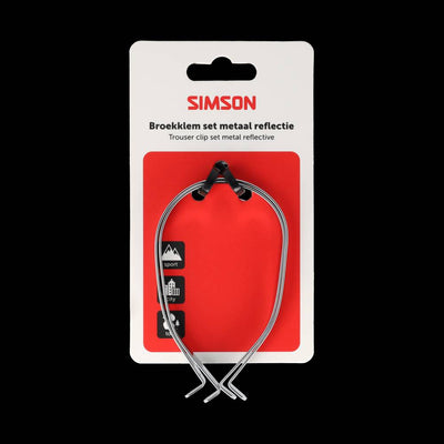 Simson broekklemmen rvs metaal met reflectie