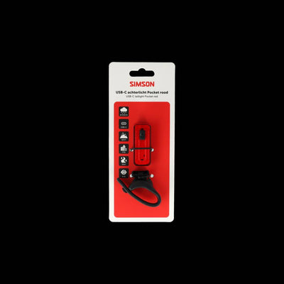 Simson koplamp pocket usb-c rood