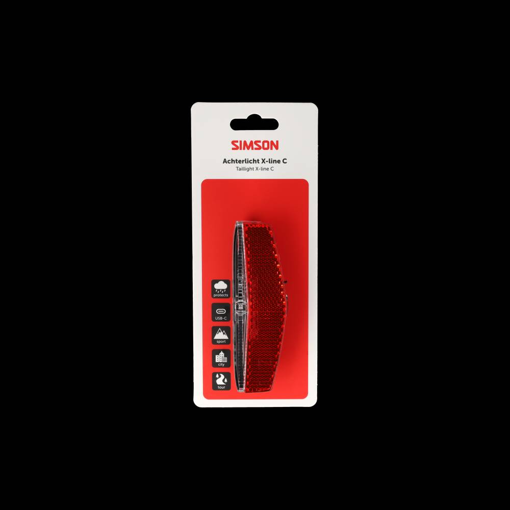 Simson achterlicht aurora x-line c - usb-c oplaadbaar