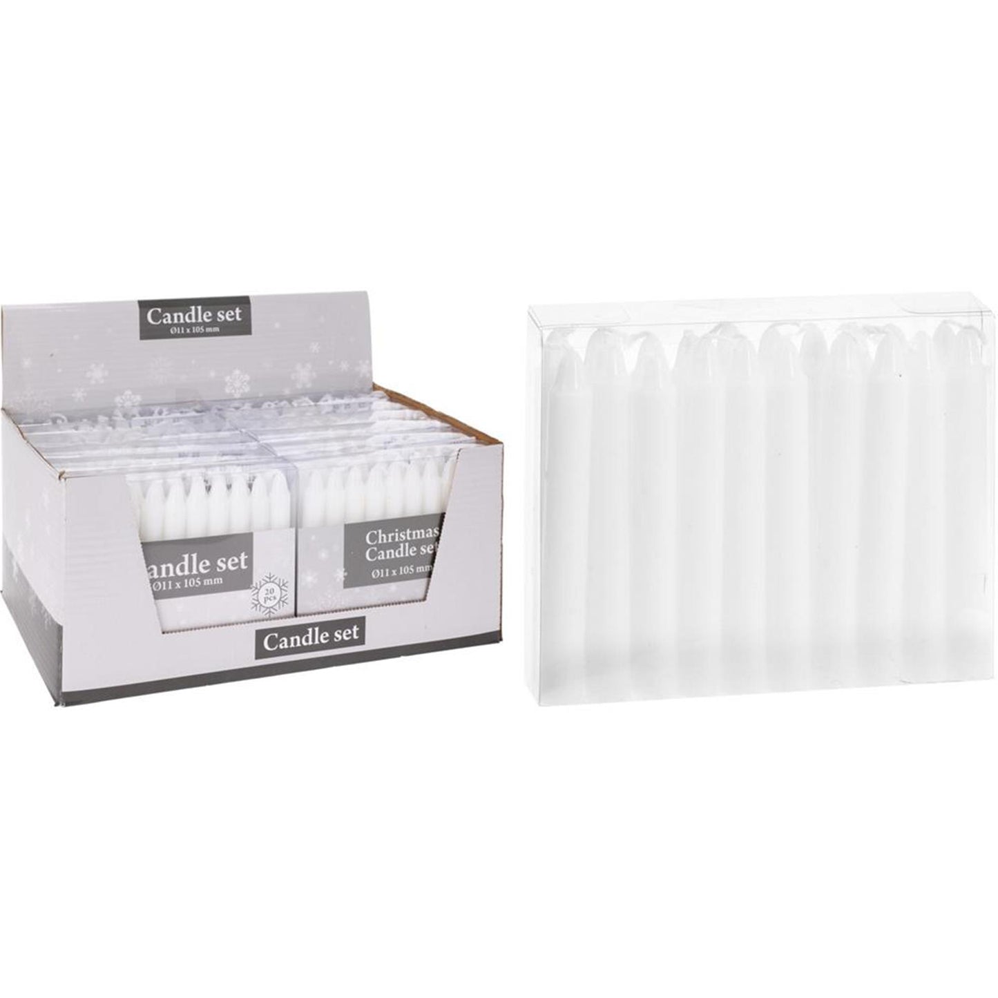 Home styling kerstboomkaarsjes 20-delig ø11x10,5cm wit