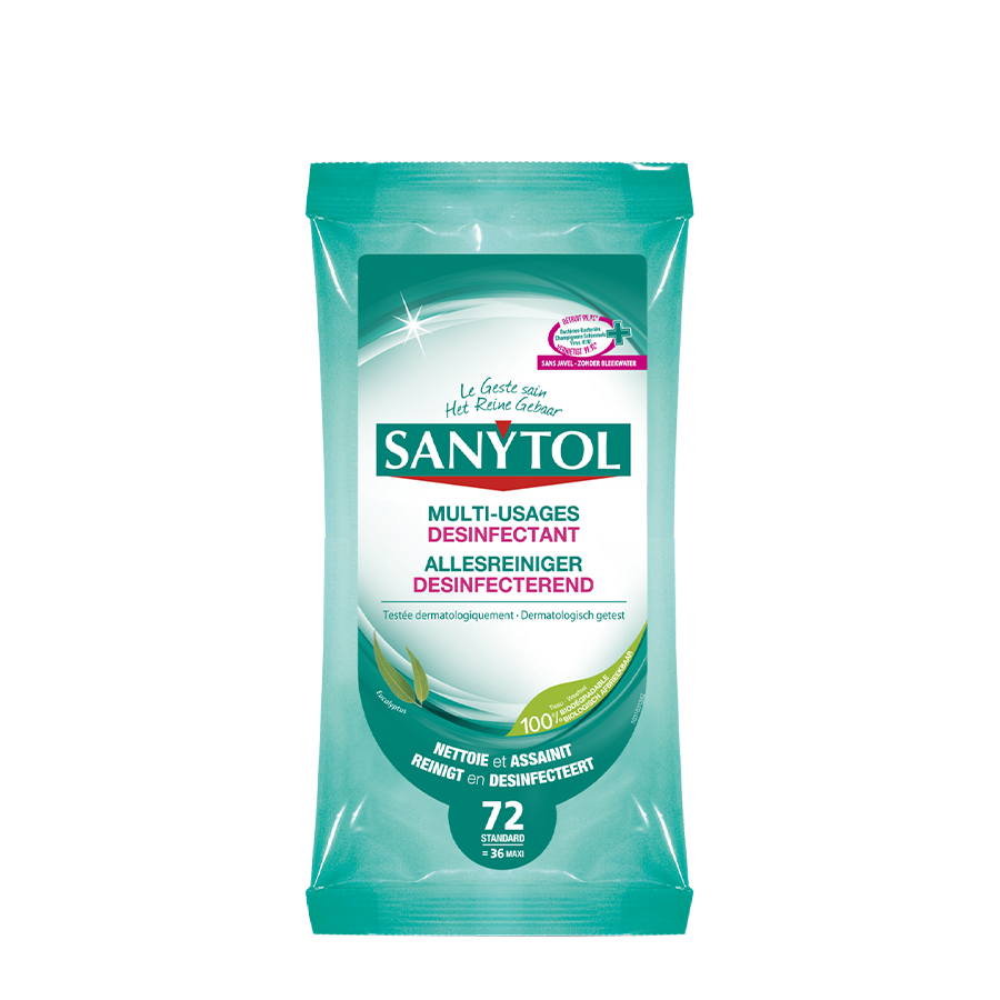 Sanytol doekjes desinfecterend allesreiniger eucalyptus 72 stuks