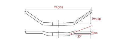 Stuur Wien Ø31.8 B=640mm, 35° gebogen - mat zwart