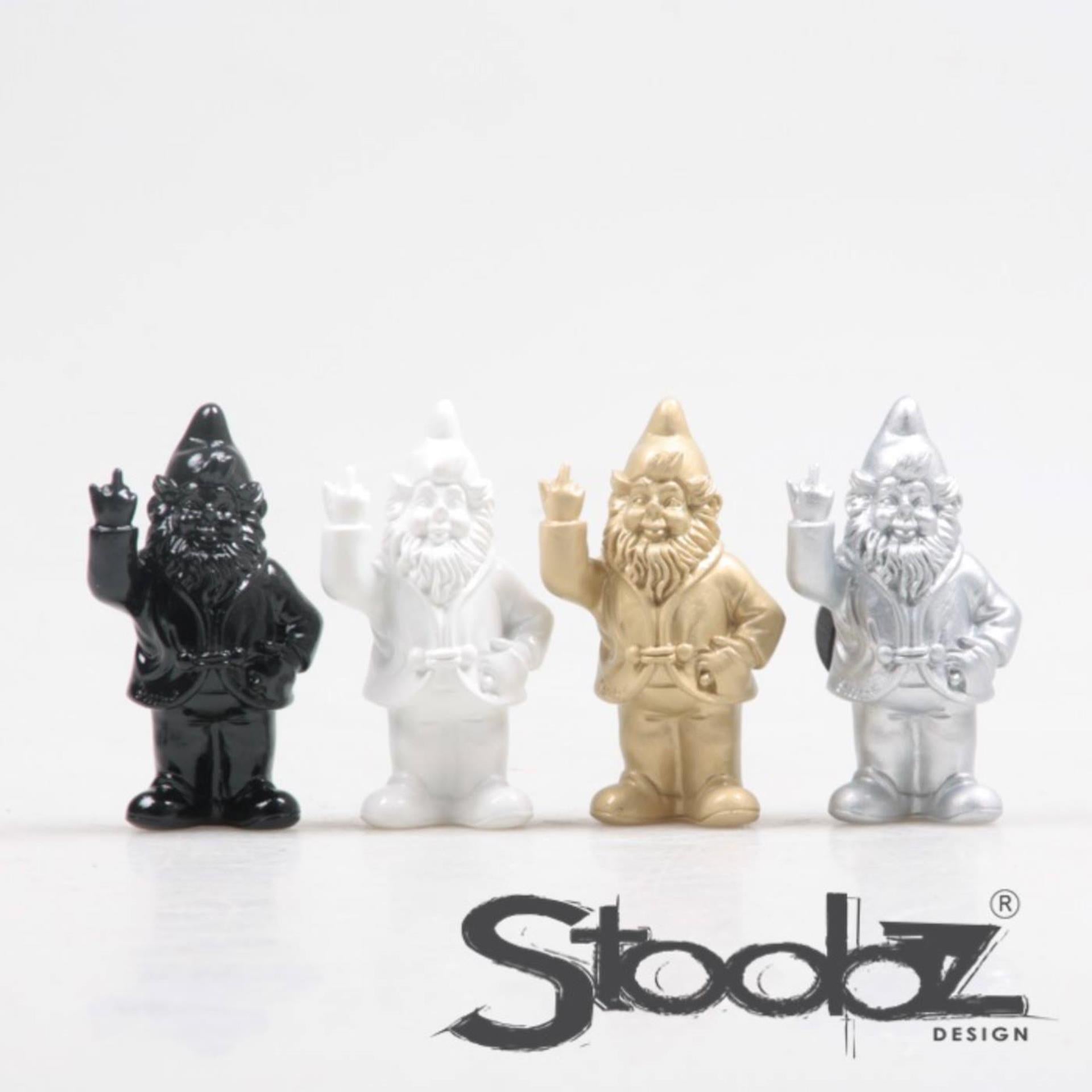 Stoobz kabouter f*ck you magneet zwart wit goud zilver 9cm