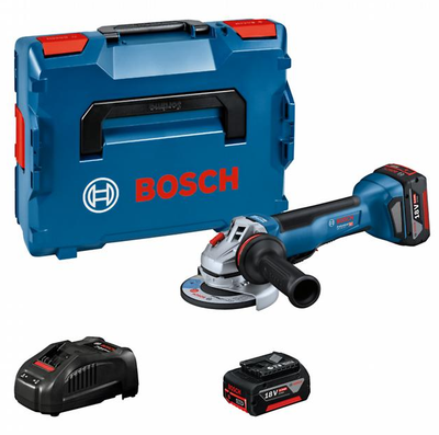 Bosch blauw gws 18v-10 p accu haakse slijper | 125 mm | 2 x 5.0 ah accu + lader | in l-boxx - 06019j4101