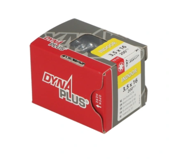 Dynaplus unischroef spaanplaatschroef vz (verzinkt) pk (platkop) torx tx15 3.5x16 | 200 stuks - 0281.01.16701