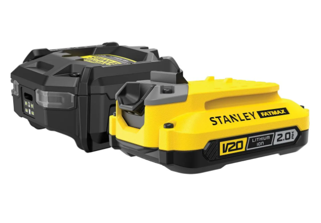 Stanley fatmax 18v startset 1x 2,0ah accu + lader v20 oplaadstation (zwart geel)