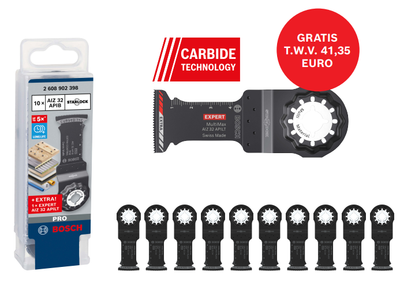 Bosch accessoires starlock aiz 32 apib bim, wood+metal, curved-tec 32 x 50 - 10 stuks verpakking + expert aiz 32 apilt - 2608902398