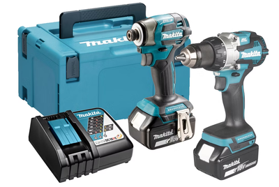 Makita dlx2527tj 18v combopack ddf489 accuboormachine + dtd173z slagschroevendraaier 5,0 ah accu (2 st), in mbox
