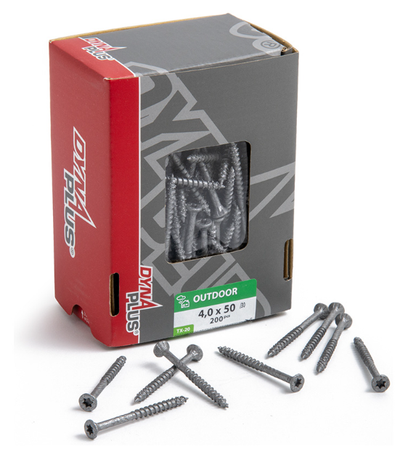 Dynaplus unischroef spaanplaatschroef ar-coating platkop deeldraad torx tx20 4.0x50 30 | 200 stuks - 0281.08.25902