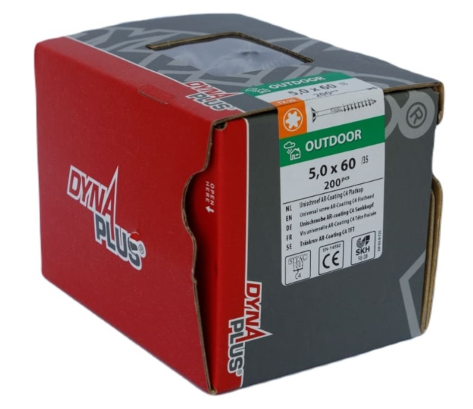 Dynaplus unischroef spaanplaatschroef ar-coating platkop deeldraad torx tx25 5.0x60 35 | 200 stuks - 0281.08.42001