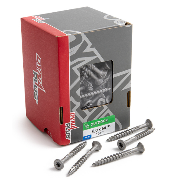 Dynaplus constructieschroef ar-coating platkop deeldraad +snijpunt torx tx30 6.0x60 35 | 100 stuks - 0281.08.50001