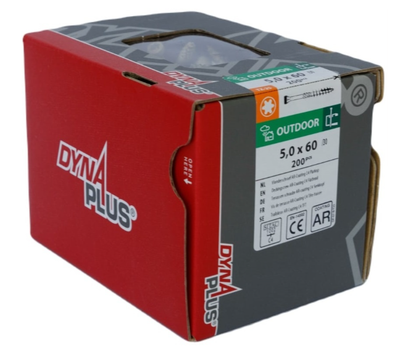 Dynaplus vlonderschroef xtreme ar-bronze platkop-60° deeldraad +snijpunt torx tx25 5.0x60 30 | 200 stuks - 0283.08.42001