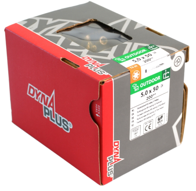 Dynaplus vlonderschroef xtreme ar-bronze platkop deeldraad-60° +snijpunt torx tx25 5.0x50 25 | 1250 stuks - 0289.13.41901