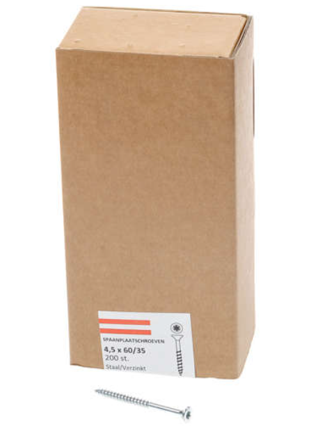 Hoenderdaal spaanplaatschroef verzinkt platkop deeldraad torx tx25 4.5x60 35 | 200 stuks - 0206.01.34001