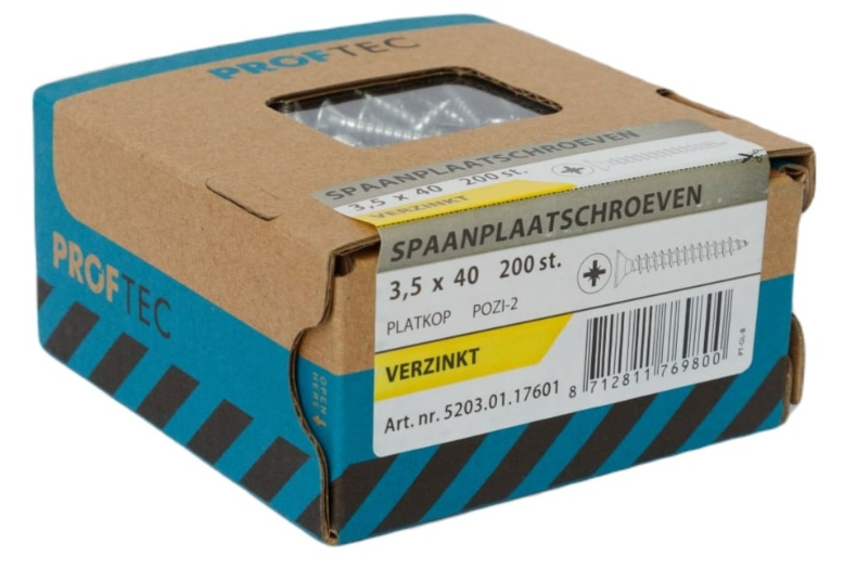 Proftec spaanplaatschroef vz pk pz2 3.5x40 | 200 stuks - 5203.01.17601