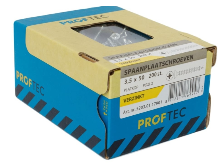 Proftec spaanplaatschroef vz pk pz2 3.5x50 | 200 stuks - 5203.01.17901