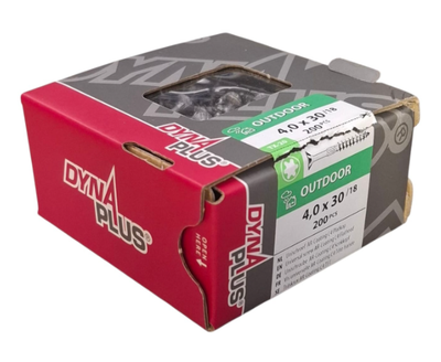 Dynaplus unischroef spaanplaatschroef ar-coating platkop deeldraad torx tx20 4.0x30 18 | 200 stuks - 0281.08.25202