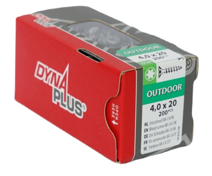 Dynaplus unischroef spaanplaatschroef ar-coating platkop voldraad torx tx20 4.0x20 | 200 stuks - 0281.08.25001