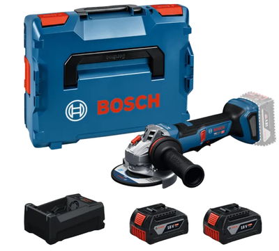 Bosch blauw gws 18v-11 ps professional accu haakse slijper | 125mm | 2x 5.0ah accu's in l-boxx - 06019n4302