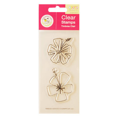 Merkloos scrappy cat • stamp set clear 2.5x5.5cm hibiscus