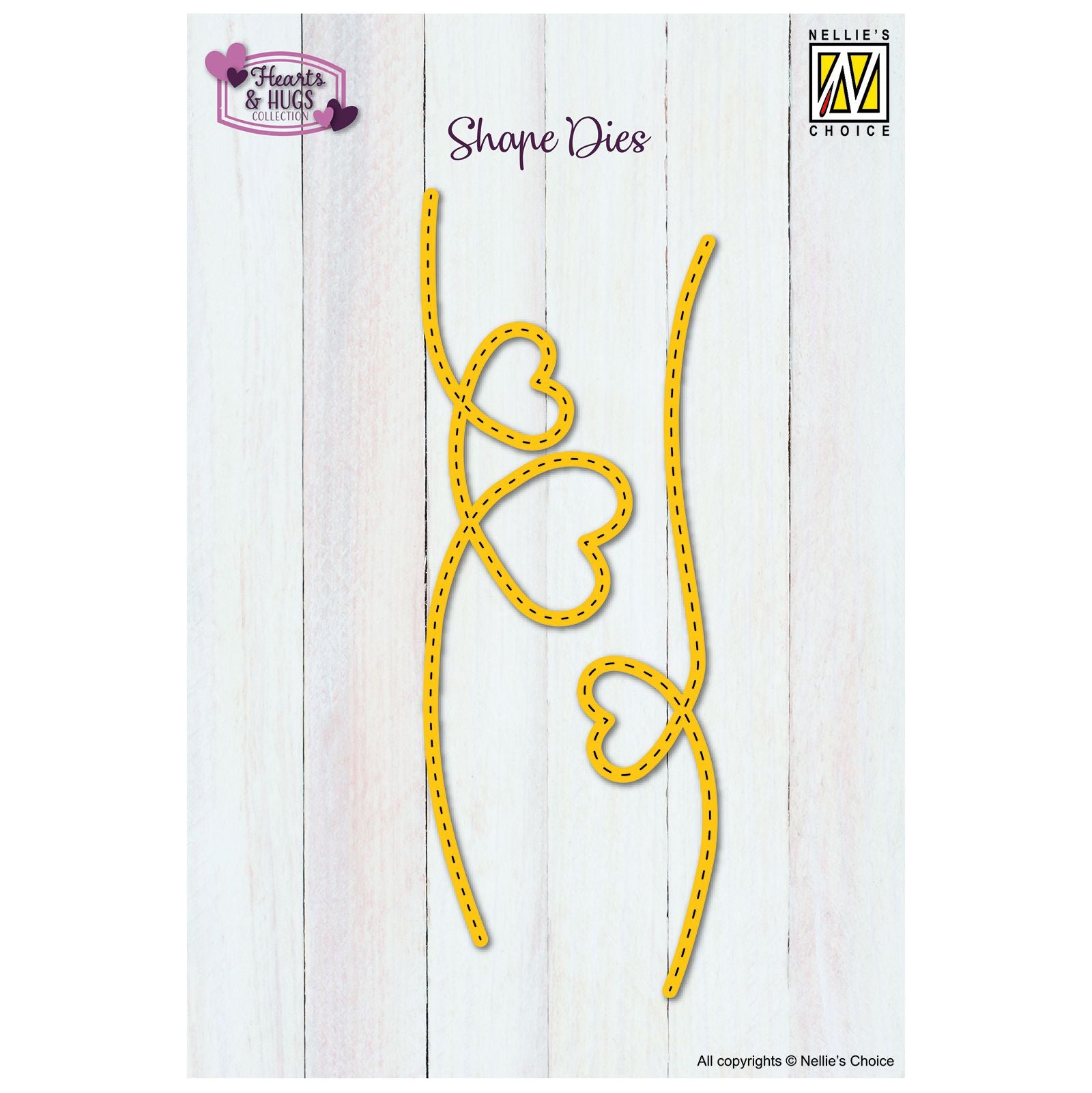 Nellie's choice • shape dies gestippelde lijn met hart 14x3x2cm 2st.