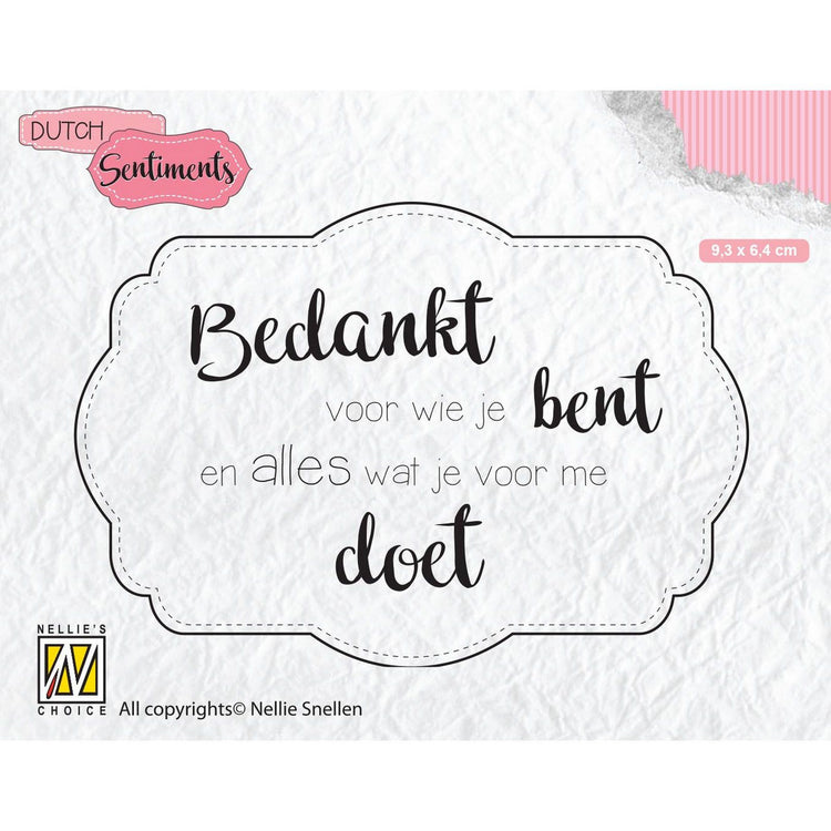 Nellie's choice • clear stempel nederlands bedankt voor wie je bent…..